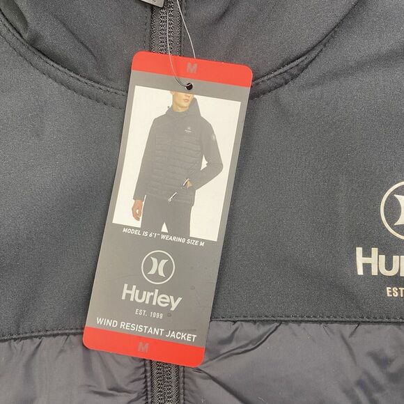 Hurley Men's Wind Resistant Jacket Black Medium NWT - Picture 3 of 8